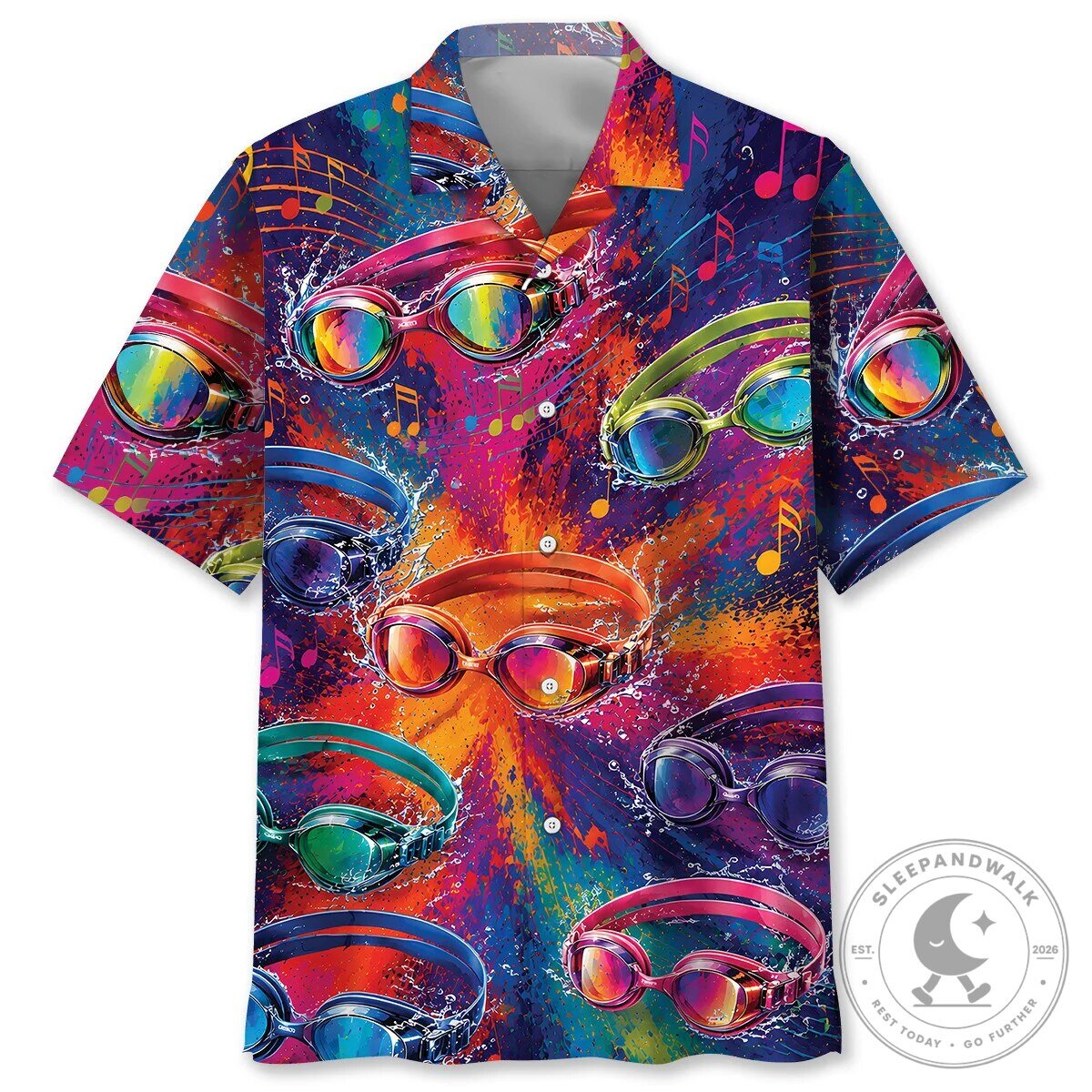 Colorful Swimming Goggles Vintage Art Hawaiian Shirt
