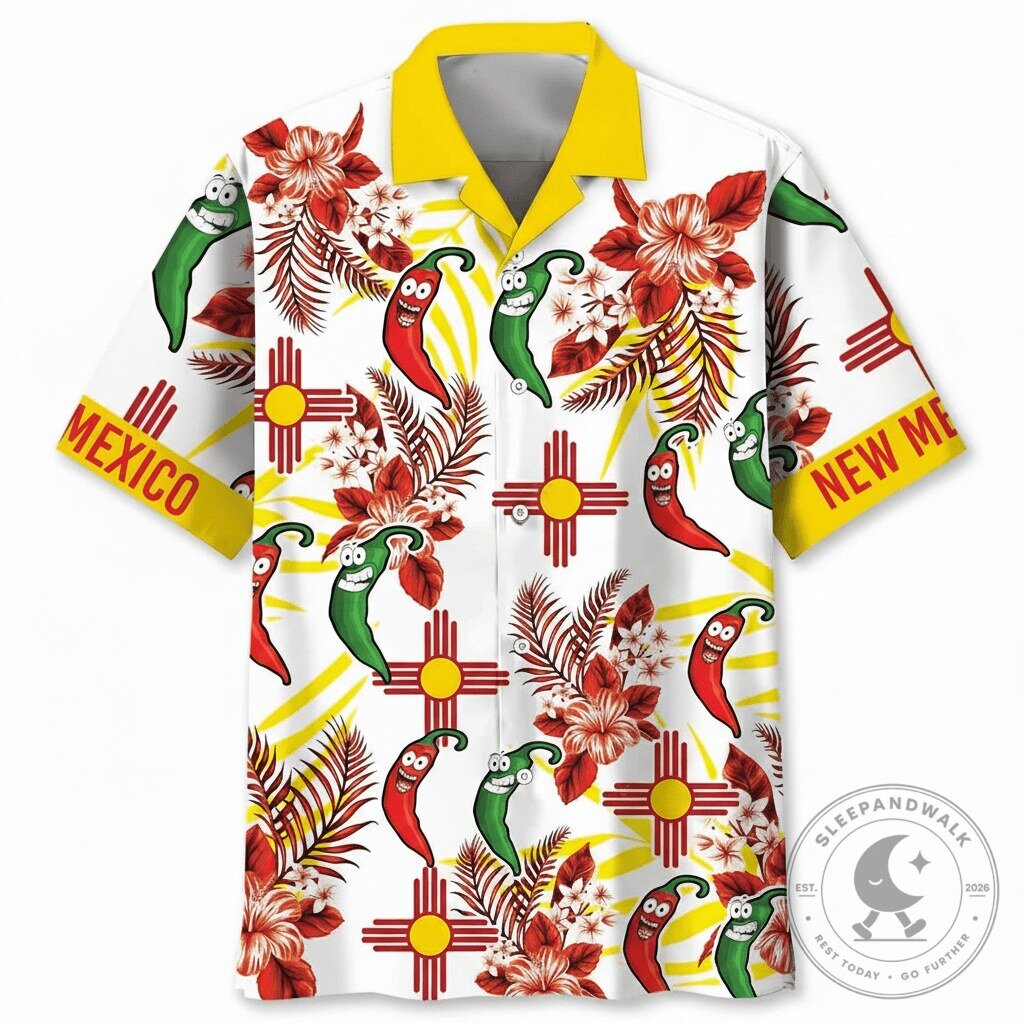 New Mexico Zia Symbol Chili Pepper Hawaiian Shirt