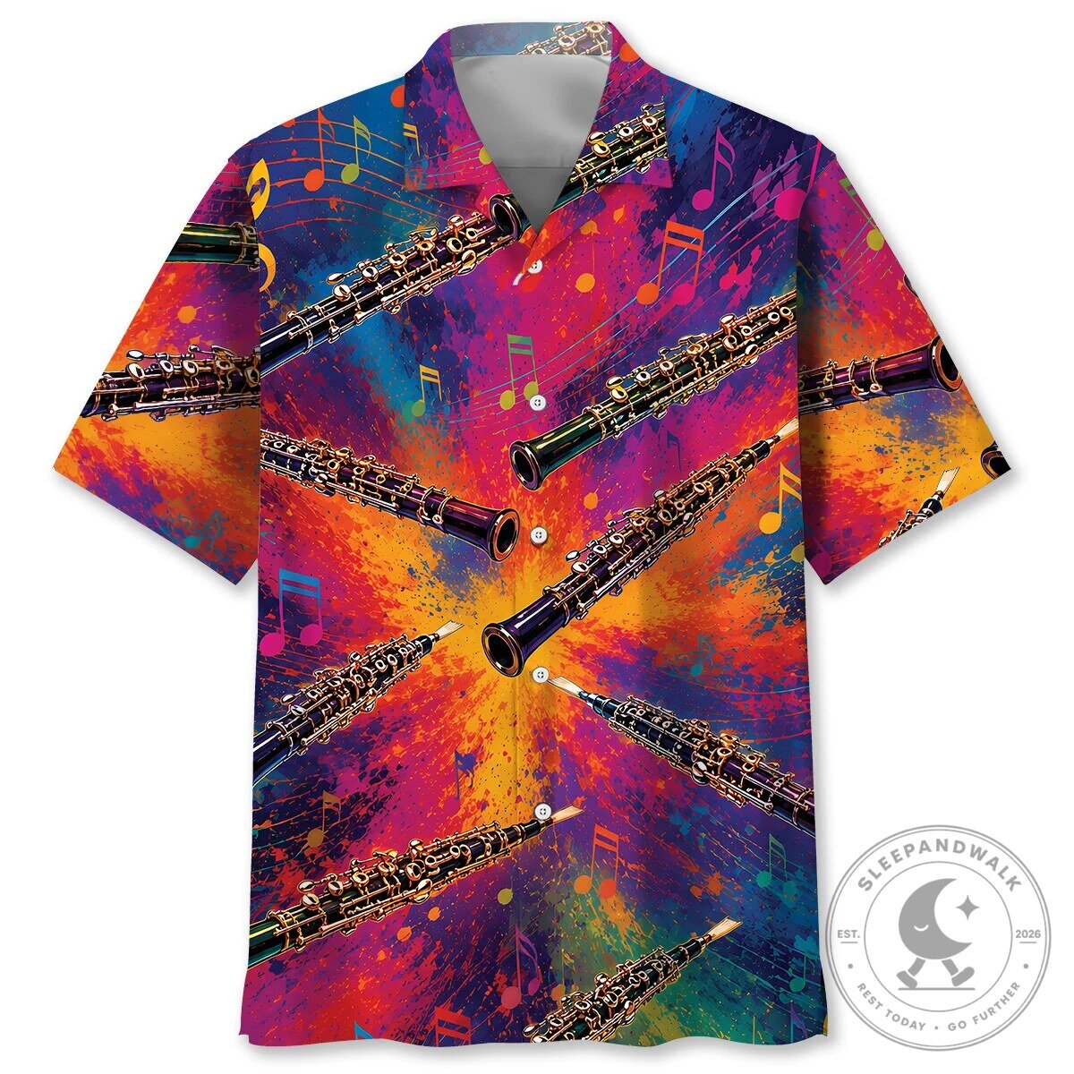 Colorful Oboe Musical Instrument Hawaiian Shirt for Music Lovers