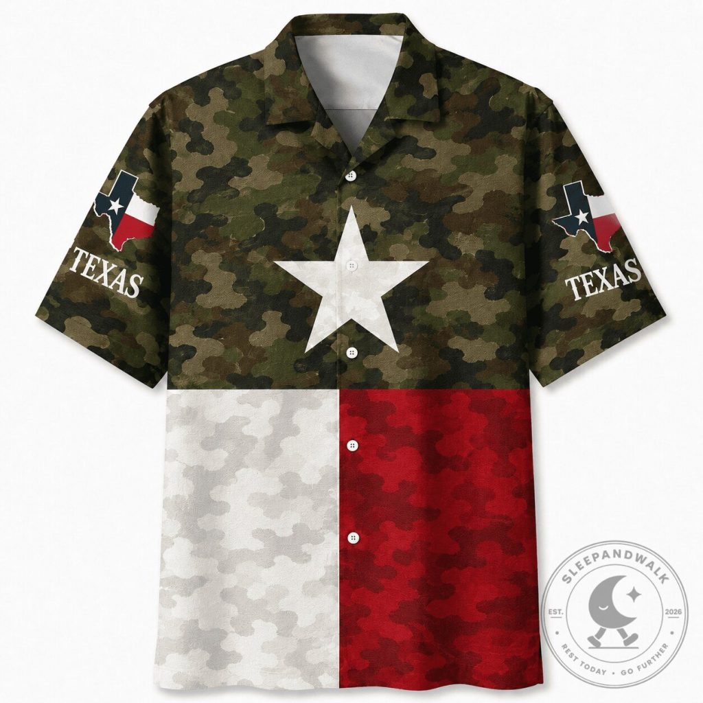 Texas Flag Camouflage Hawaiian Shirt The Lone Star State Texas Flag Camouflage Hawaiian Shirt The Lone Star State