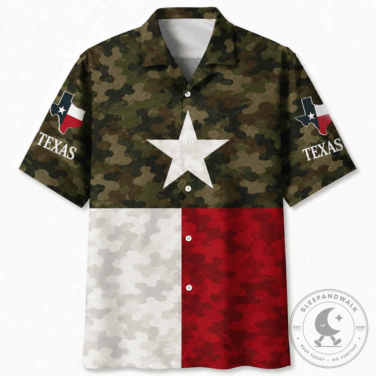 Texas Flag Camouflage Hawaiian Shirt The Lone Star State