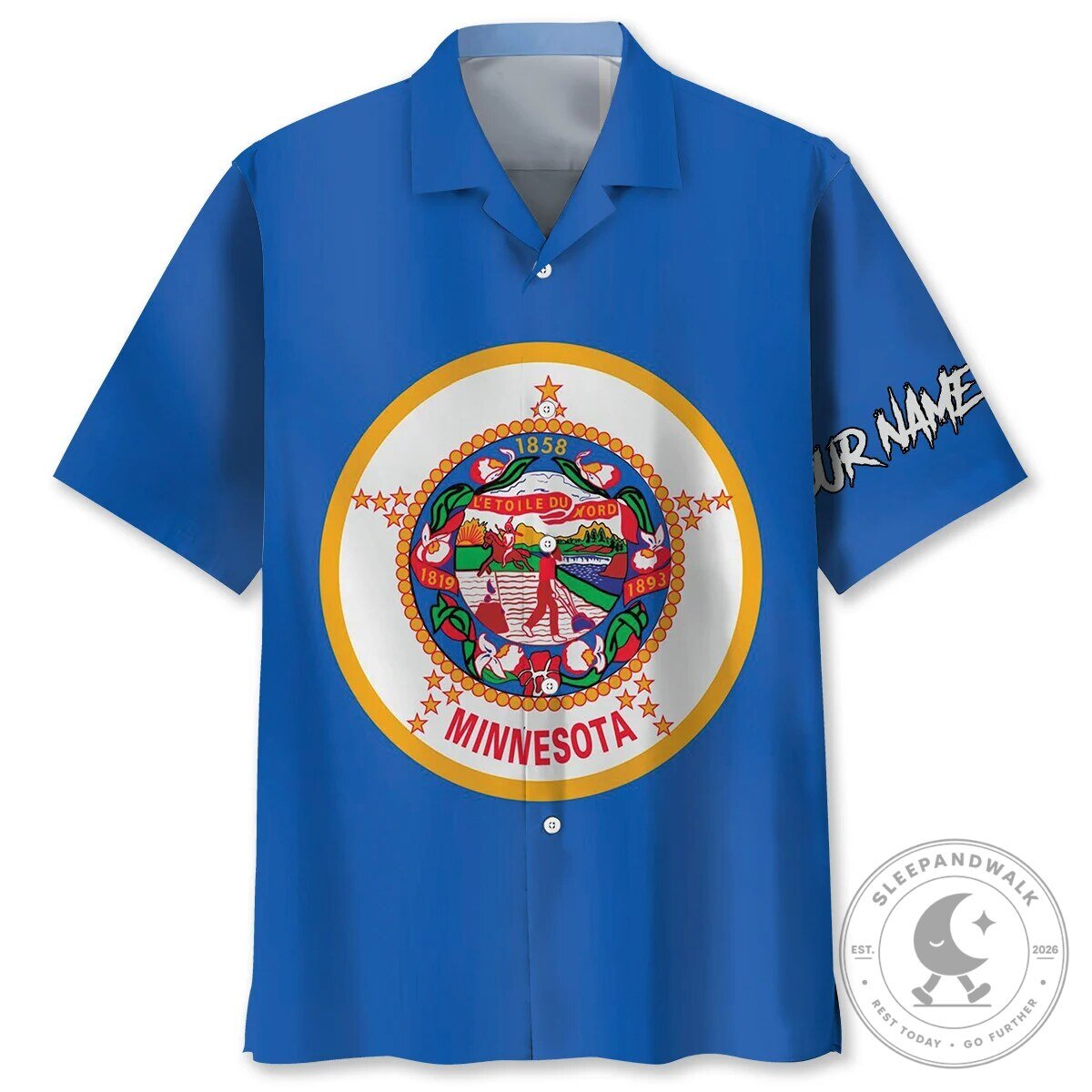Minnesota State Seal Hook Em Fishing Hawaiian Shirt