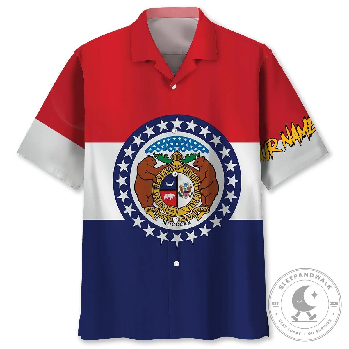 Missouri State Flag Hook 'Em Custom Name Hawaiian Shirt