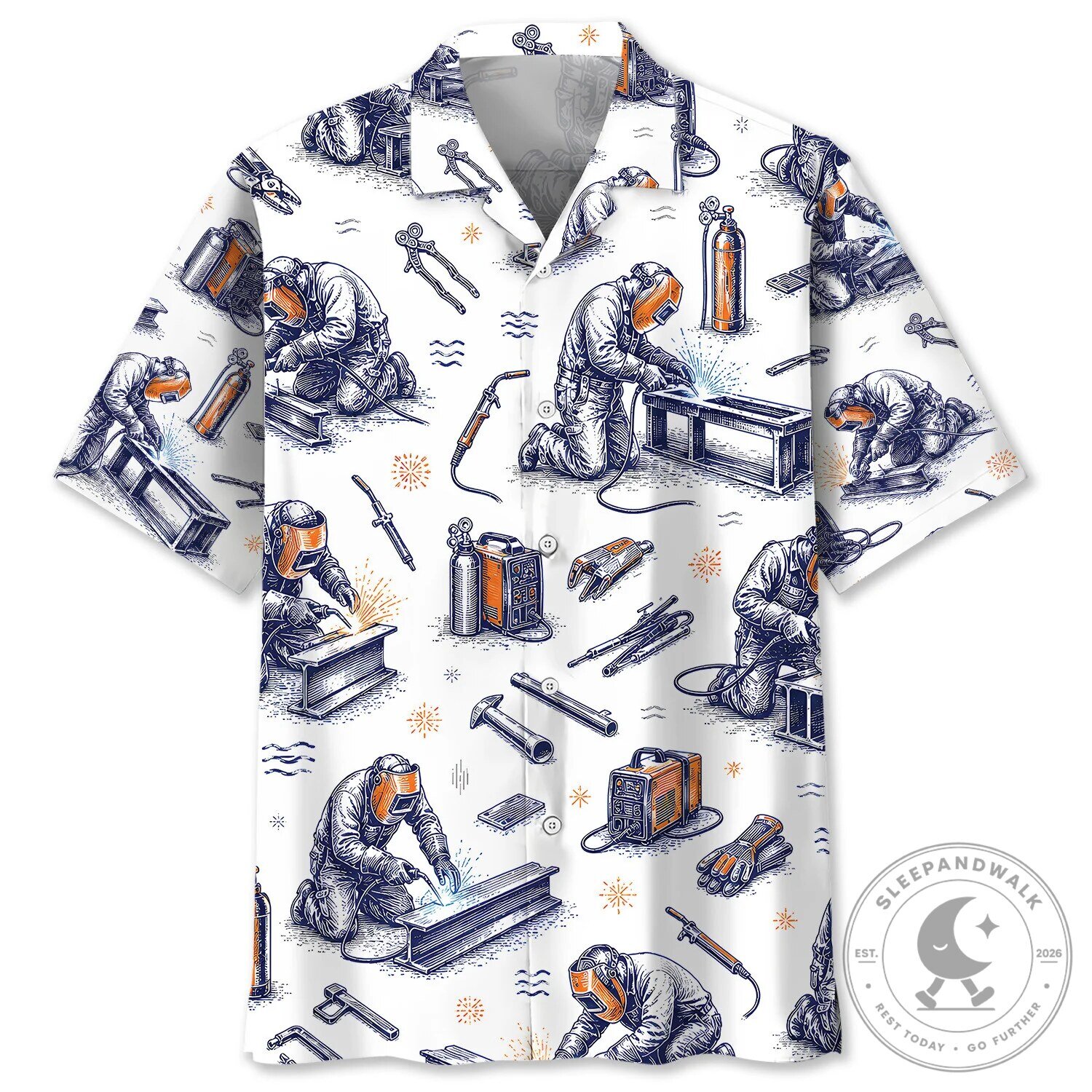 Funny Welder Working Pattern Hawaiian Shirt
