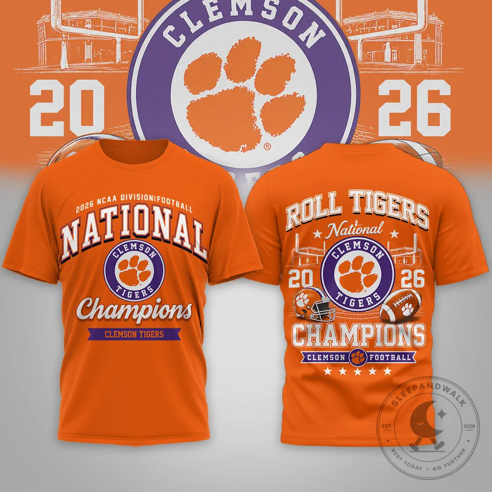 Clemson Tigers National Champions Football T-Shirt 2026 NCAA Division