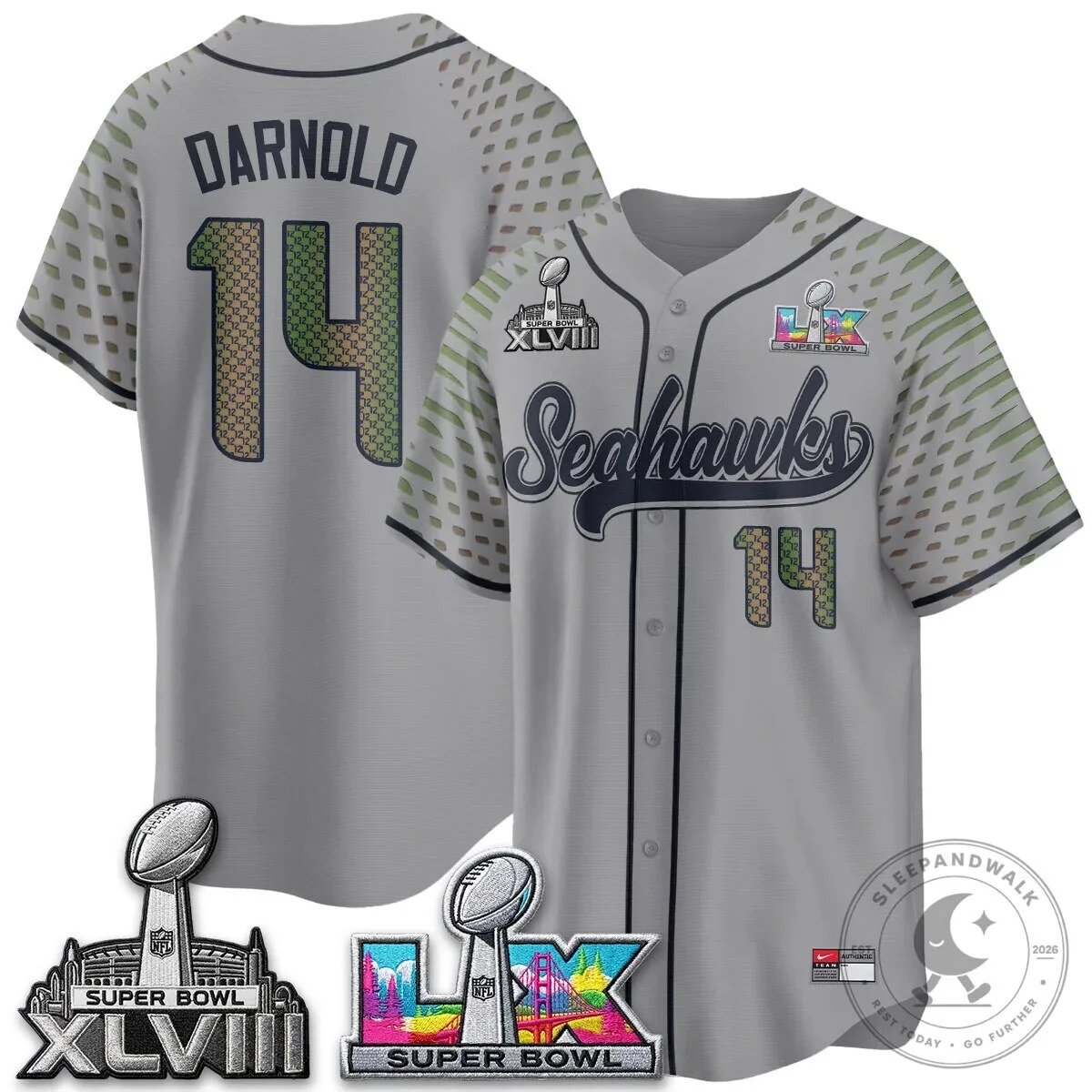 Seattle Seahawks Super Bowl XLVIII Championship Sam Darnold Baseball Jersey