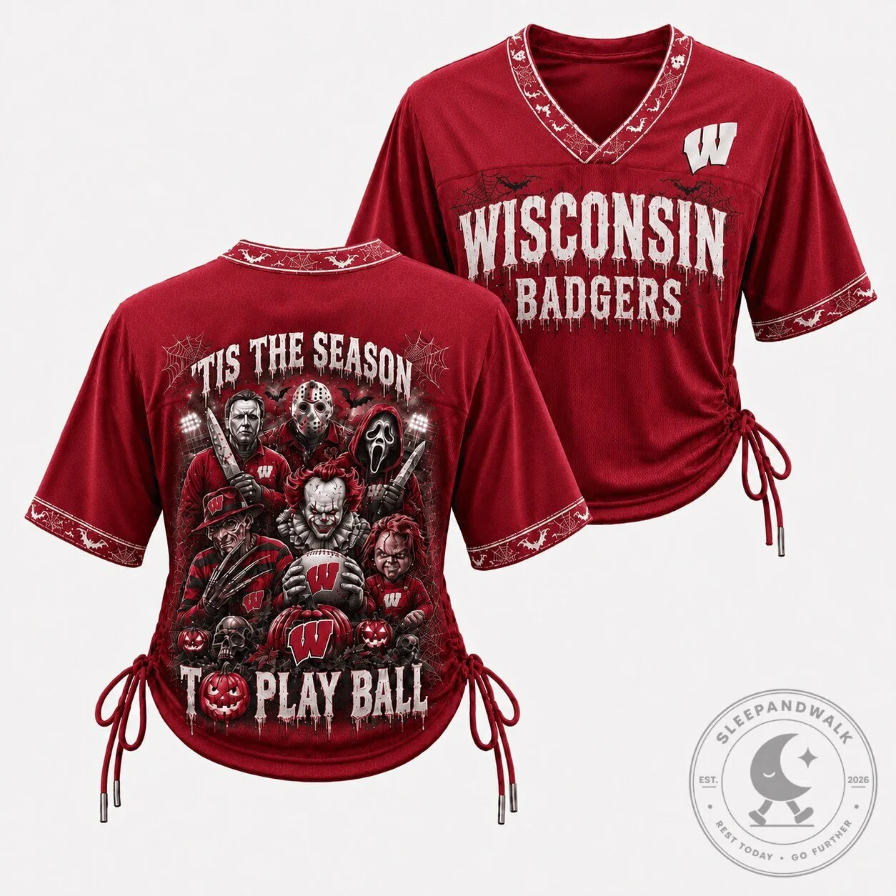 Wisconsin Badgers Halloween Horror Movie Characters Football Jersey