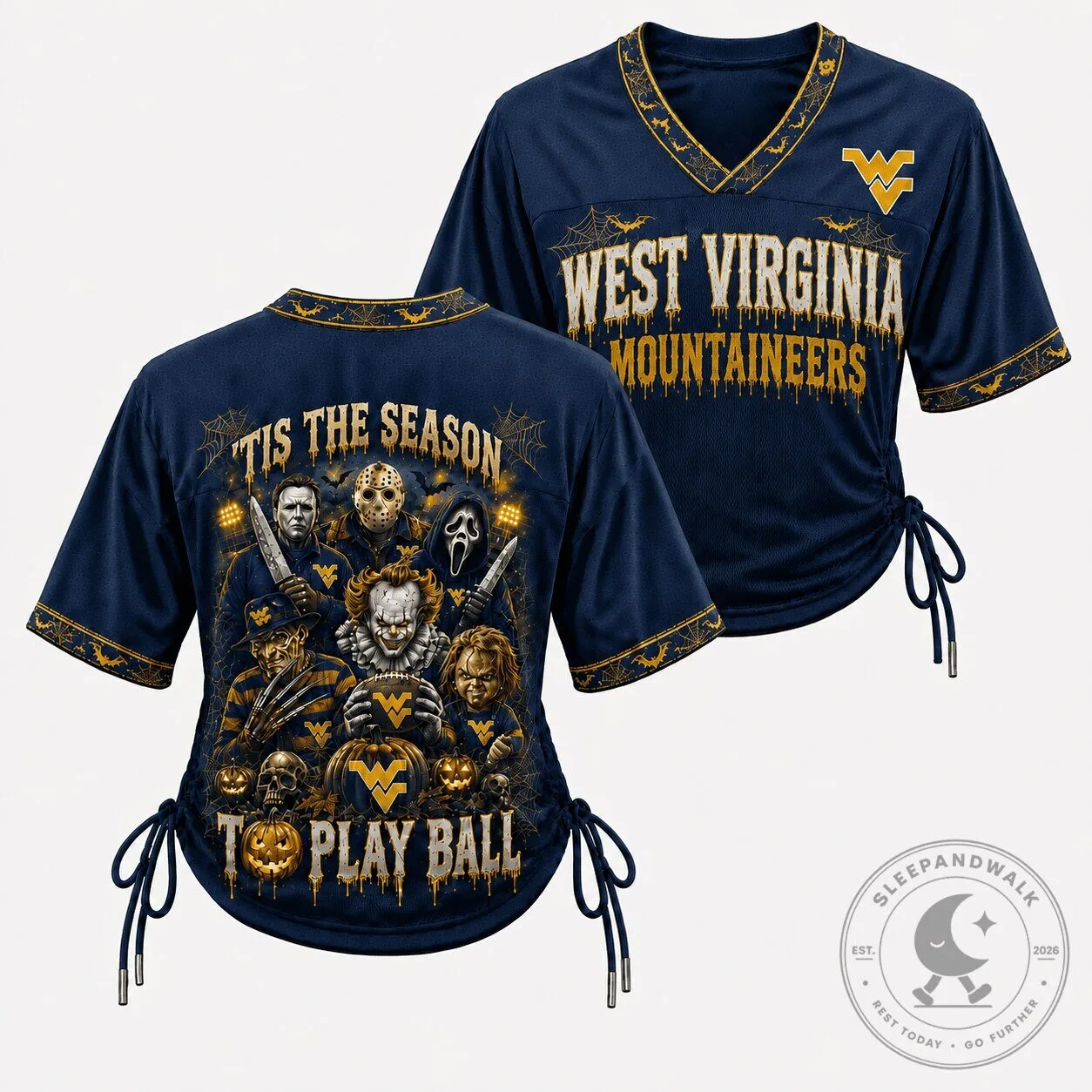 West Virginia Mountaineers Halloween Horror Movie Characters Football Jersey