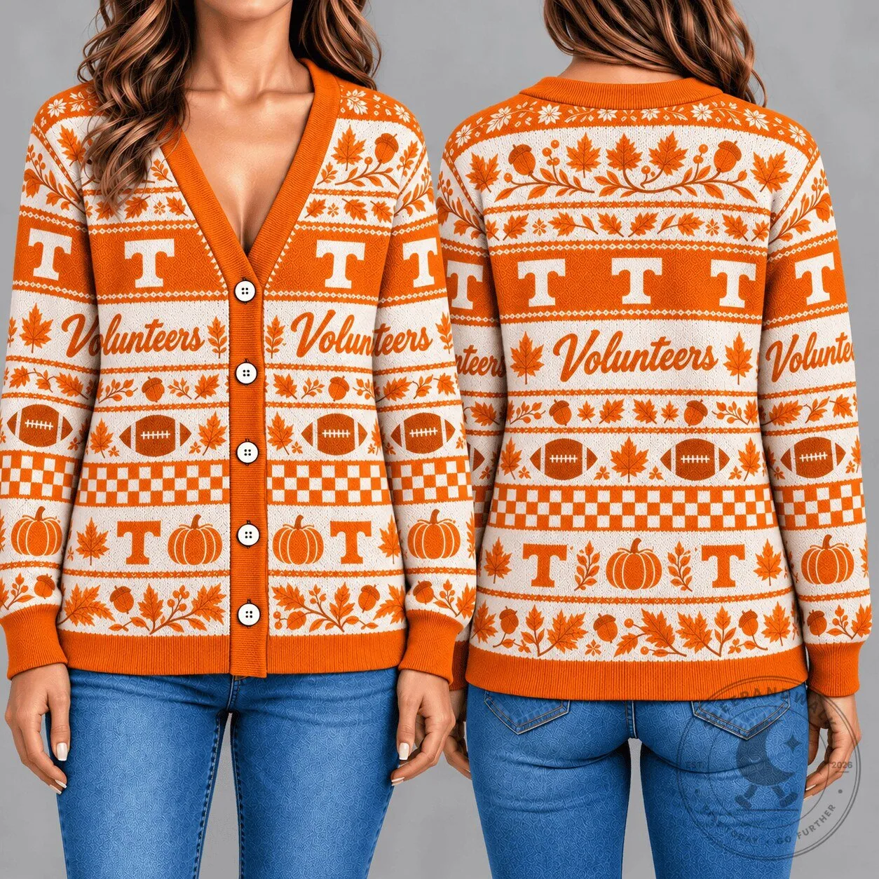 Tennessee Volunteers Autumn Fall Football Knitted Cardigan Sweater