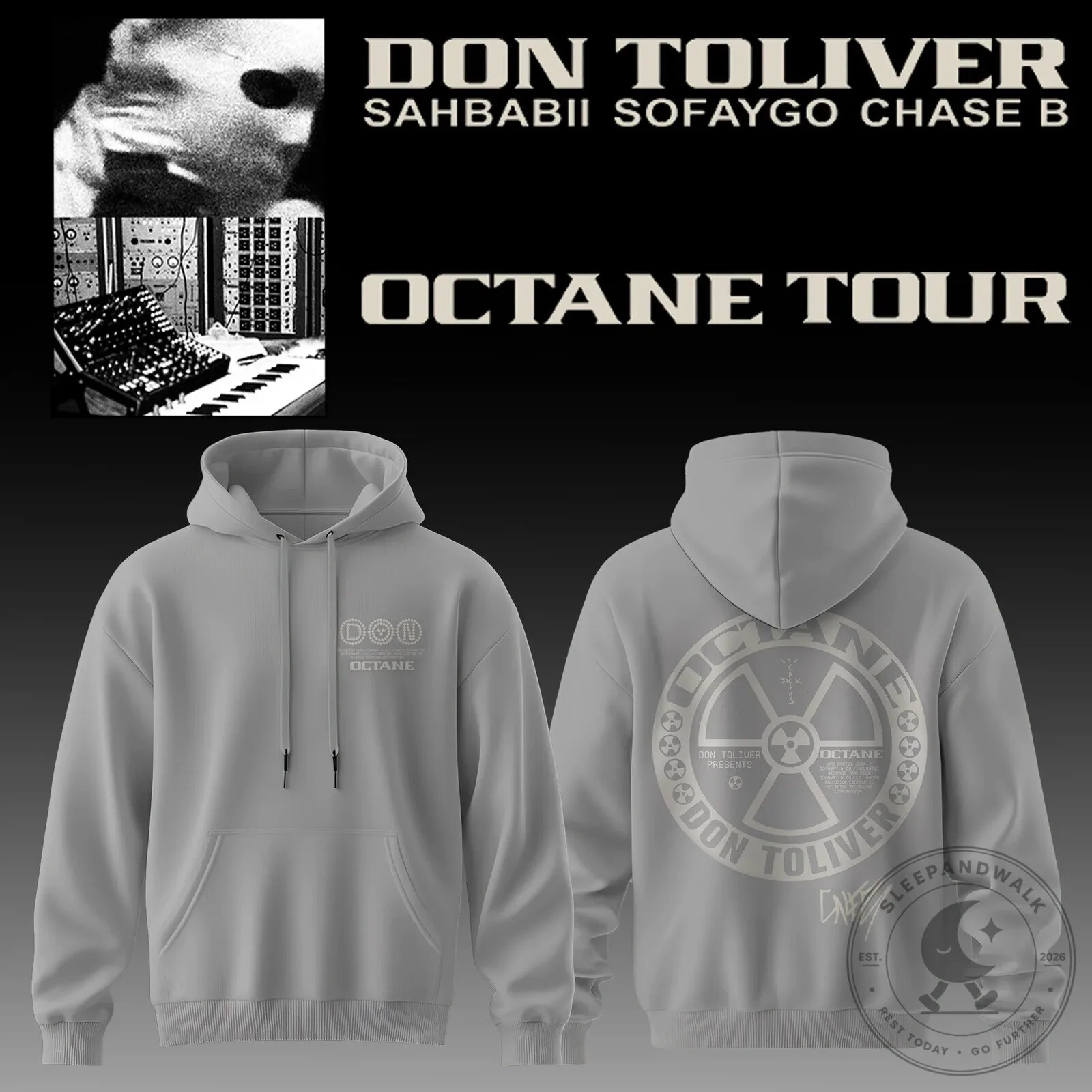 Don Toliver Octane Tour Concert Merch Gray Pullover Hoodie
