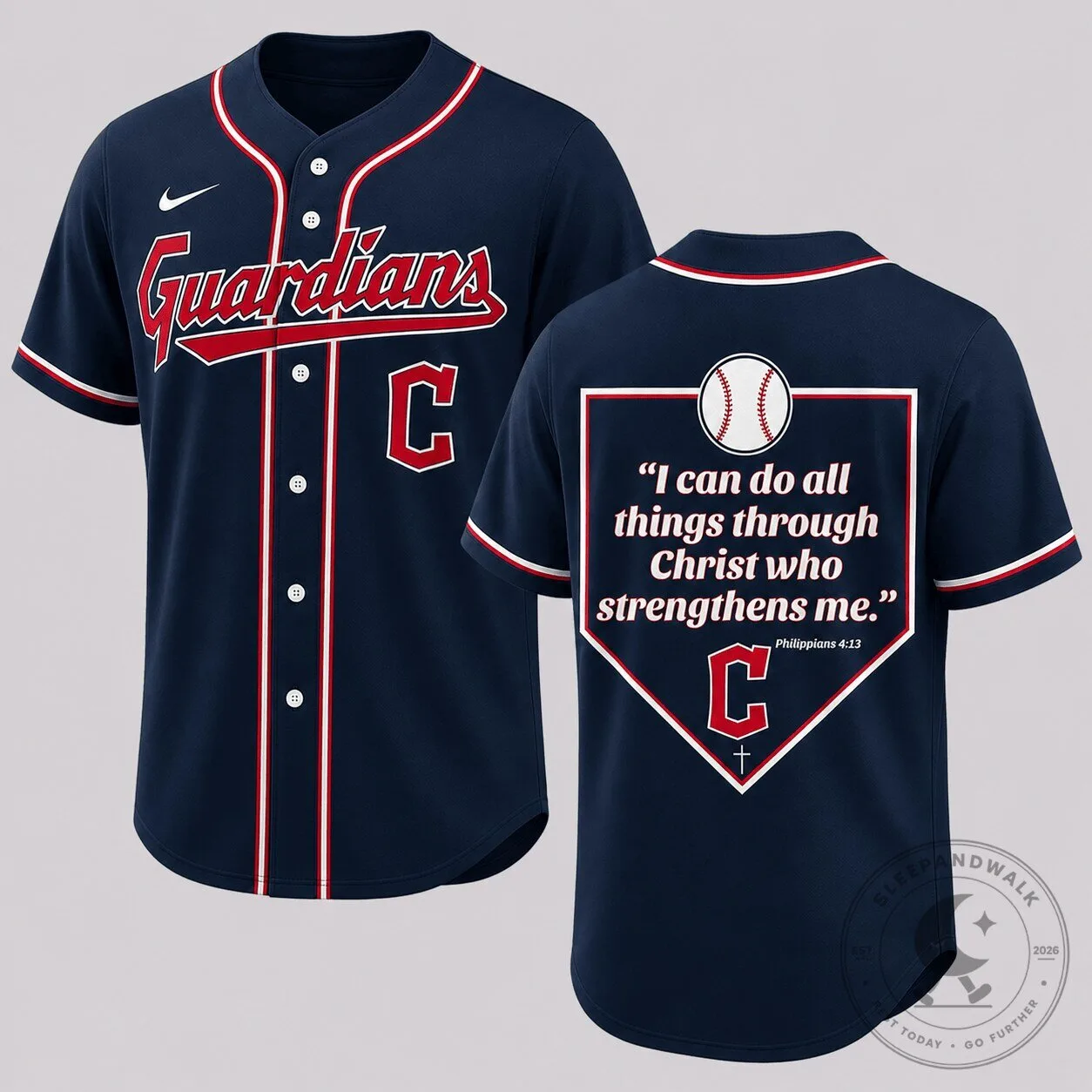 Cleveland Guardians Philippians 4:13 Faith Baseball Jersey