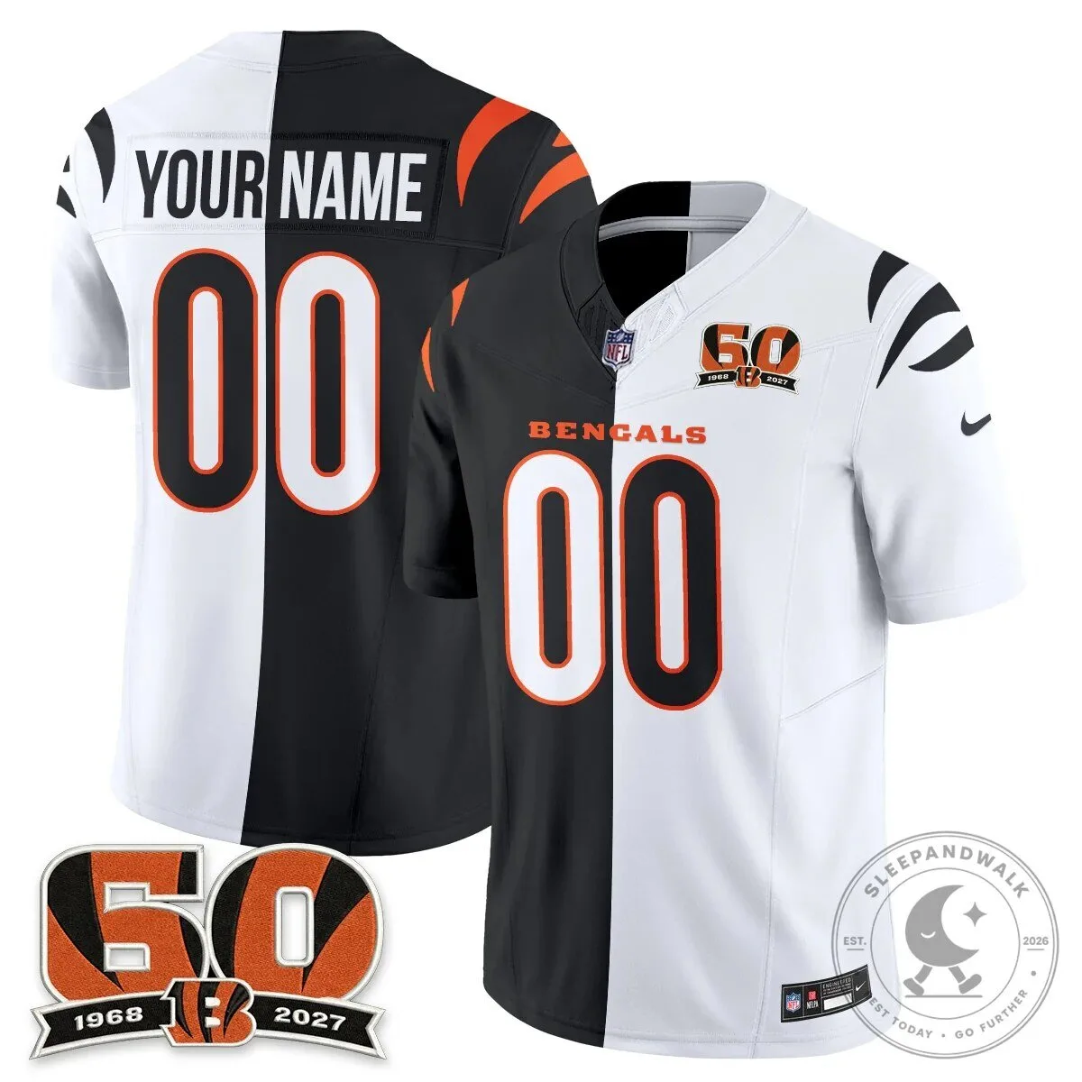 Cincinnati Bengals 50th Anniversary Split Edition Vapor Football Jersey 8 Cincinnati Bengals 50th Anniversary Split Edition Vapor Football Jersey
