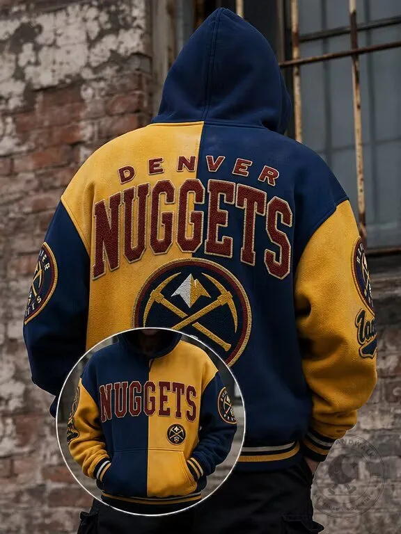 Denver Nuggets Vintage Split Color Block Basketball Hoodie