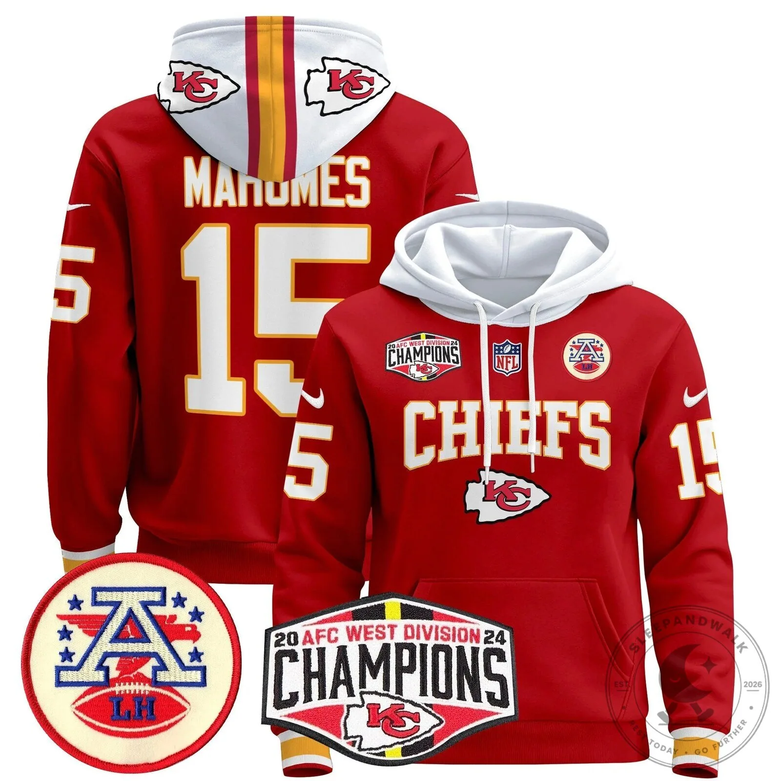 Patrick Mahomes Hoodie - 2024 AFC West Division Champions of Kansas City Chiefs