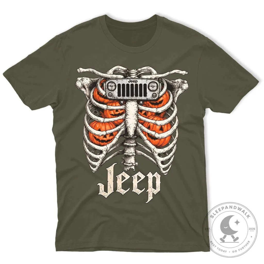Halloween Jeep Skeleton Rib Cage Pumpkin Hooded Sweatshirt 31 Halloween Jeep Skeleton Rib Cage Pumpkin Hooded Sweatshirt