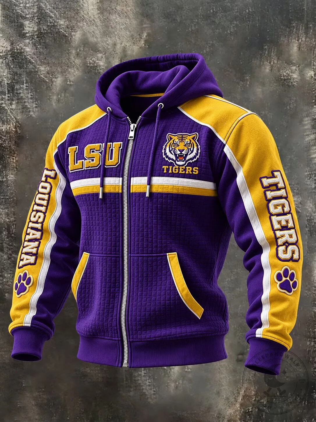 Full-Zip Hoodie in Purple and Gold for Louisiana State University Tigers