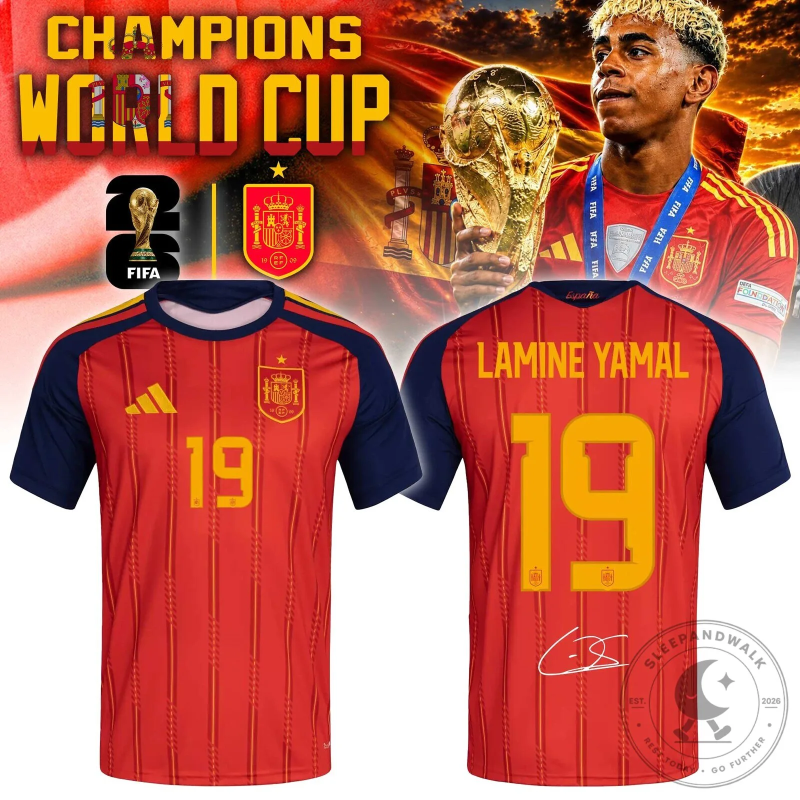 .Spain Lamine Yamal Jersey Champions World Cup 2026 Edition Limited (Best Seller)