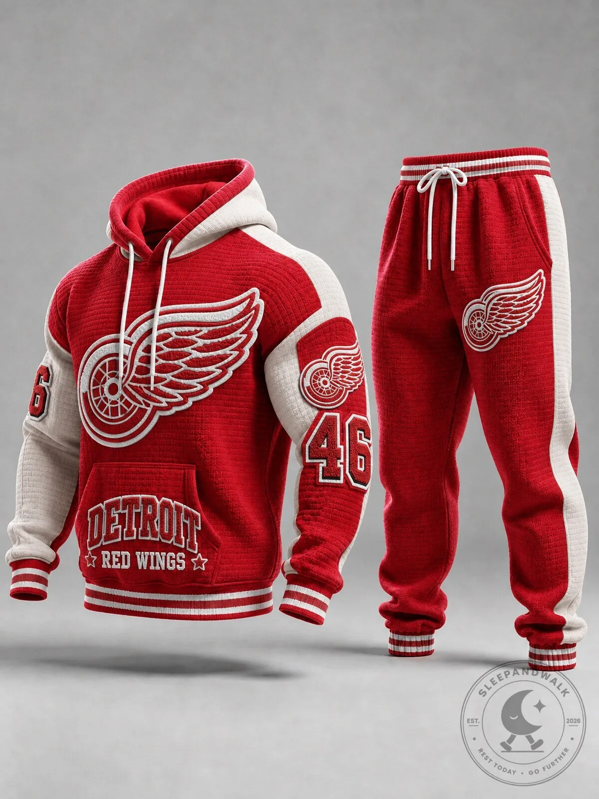 Detroit Red Wings Textured Hoodie and Sweatpants Tracksuit Set 1 Detroit Red Wings Textured Hoodie and Sweatpants Tracksuit Set
