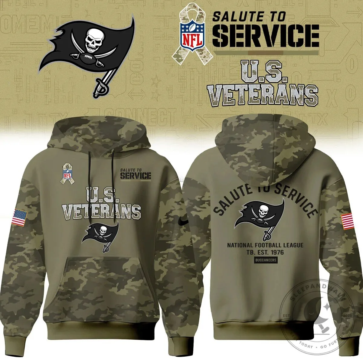 Tampa Bay Buccaneers Salute to Service United States Veterans Camouflage Hoodie