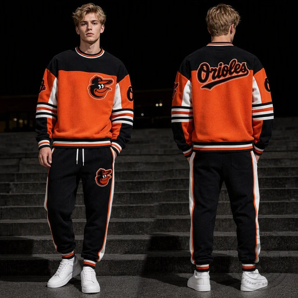 Baltimore Orioles Bird Logo Vintage Crewneck Sweatshirt and Jogger Pants Set 1 Baltimore Orioles Bird Logo Vintage Crewneck Sweatshirt and Jogger Pants Set