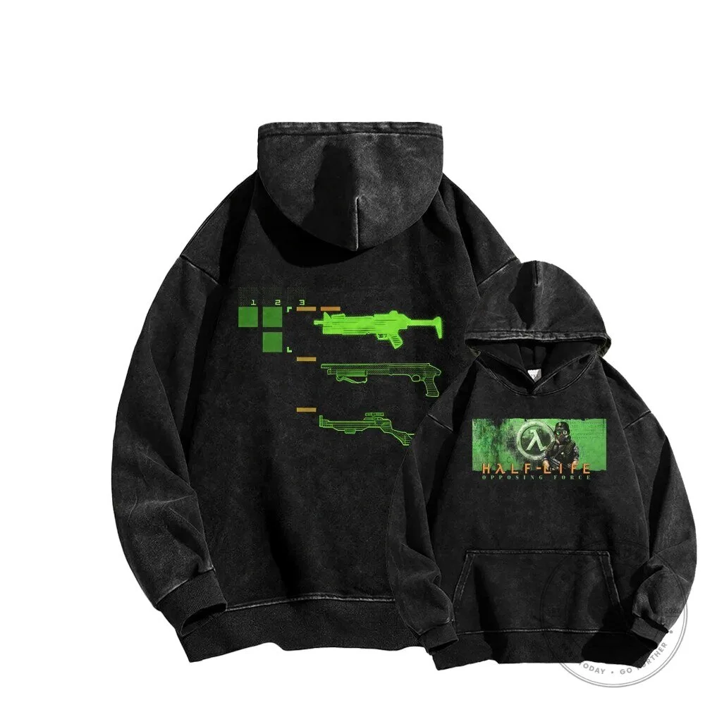 Half-Life Opposing Force Video Game Weapons Black Washed Hoodie