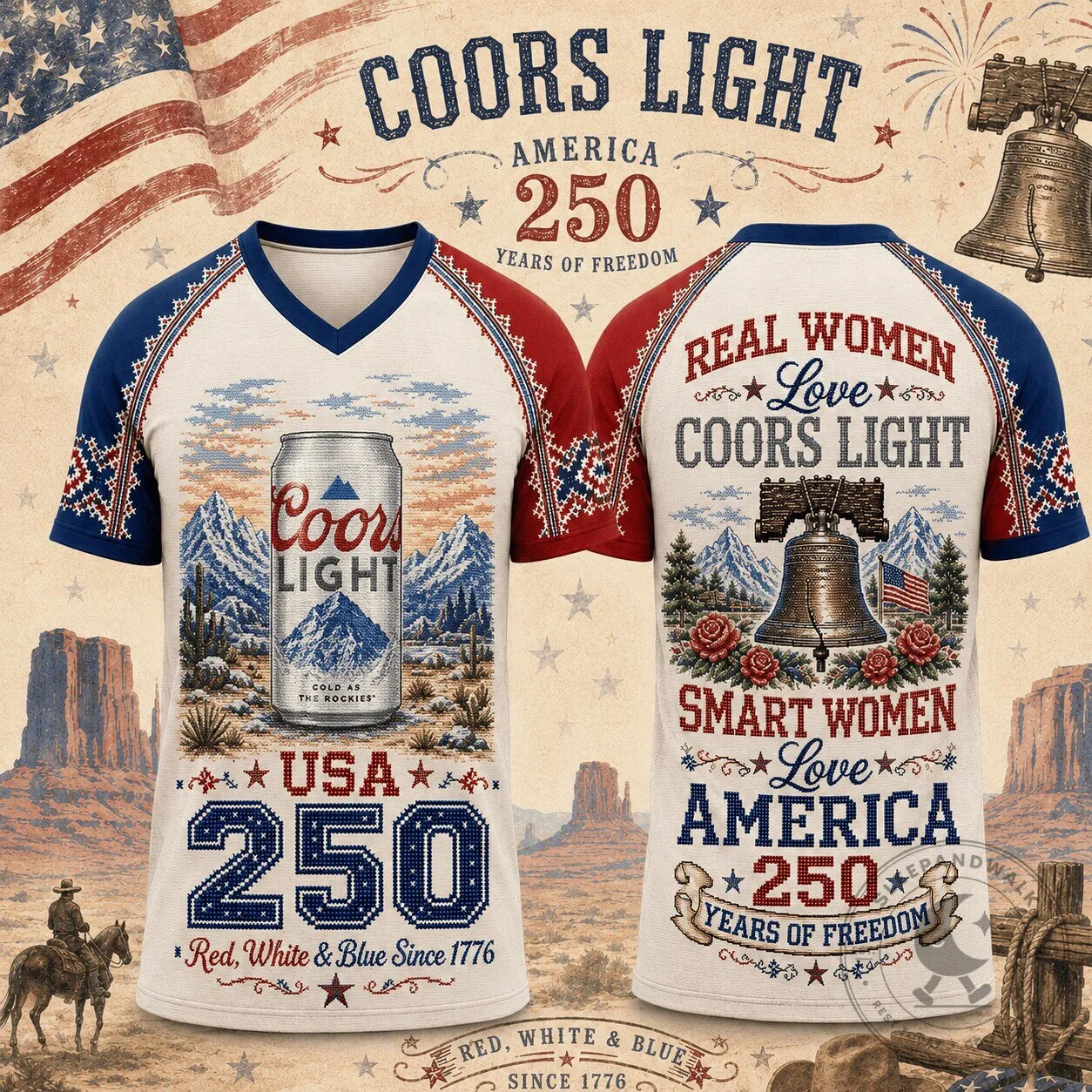 Coors Light America 250 Years of Freedom Patriotic Can-Am Shirt