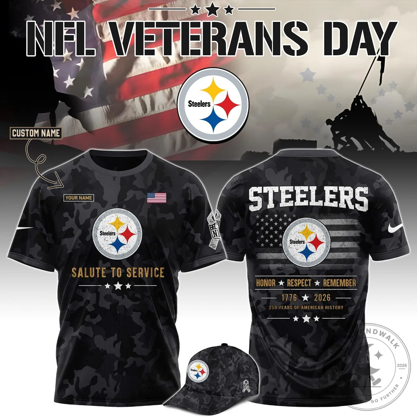Pittsburgh Steelers NFL Veterans Day Salute to Service Camouflage T-Shirt