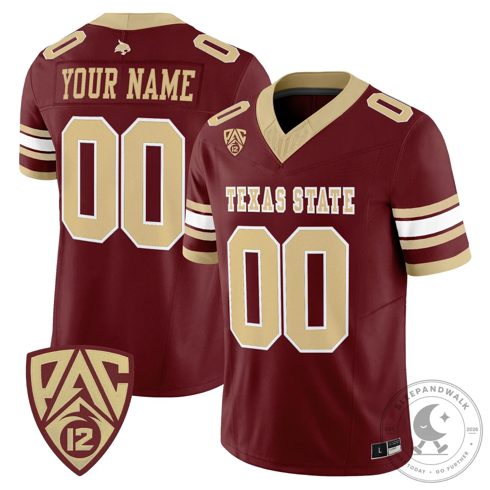 Texas State Bobcats Maroon Custom Football Jersey 3 Texas State Bobcats Maroon Custom Football Jersey