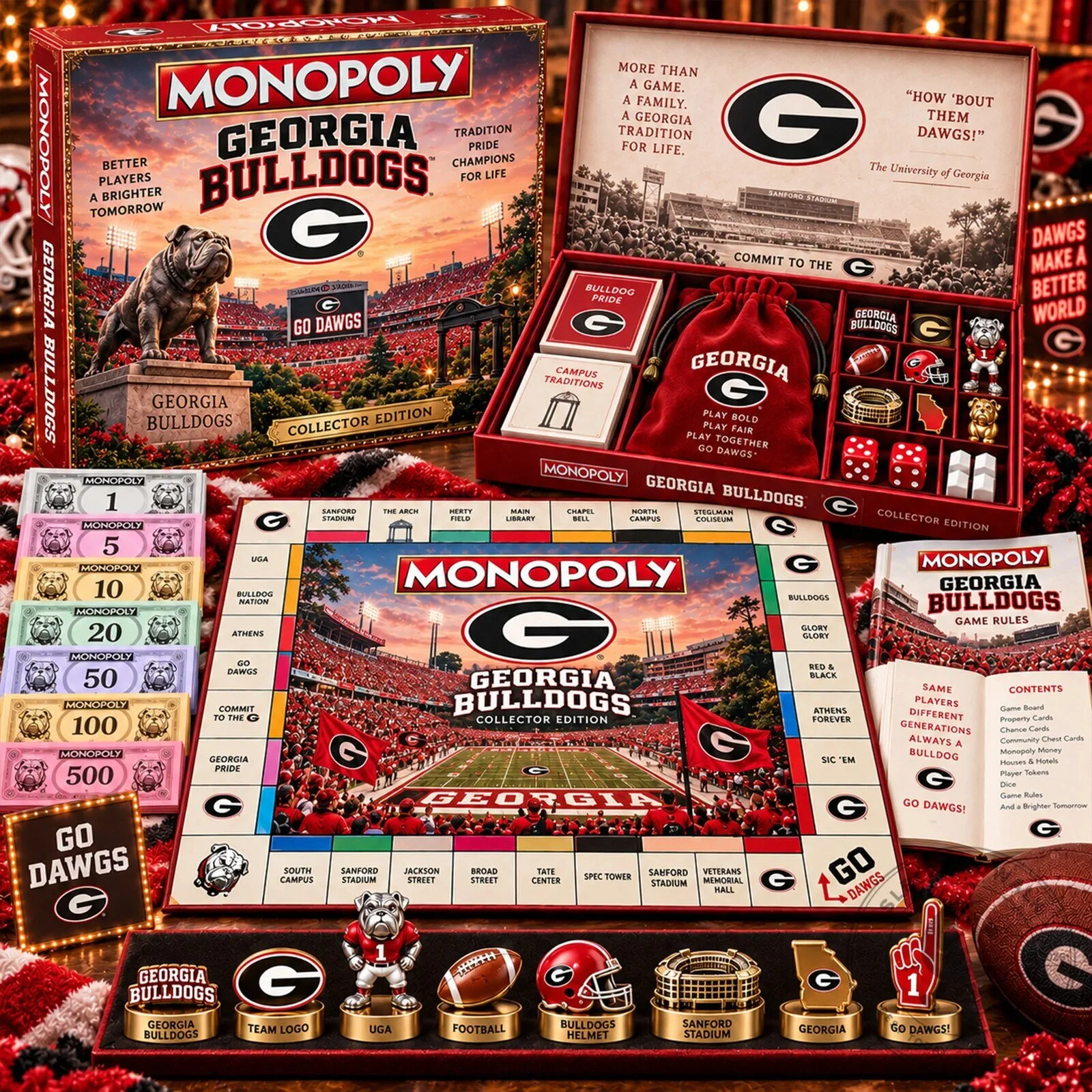 Collector's Edition Board Game of Monopoly Featuring the Georgia Bulldogs 1 Collector's Edition Board Game of Monopoly Featuring the Georgia Bulldogs
