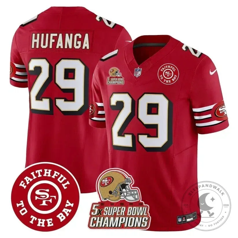San Francisco 49ers Brock Purdy Super Bowl Champions Red Football Jersey 73 San Francisco 49ers Brock Purdy Super Bowl Champions Red Football Jersey
