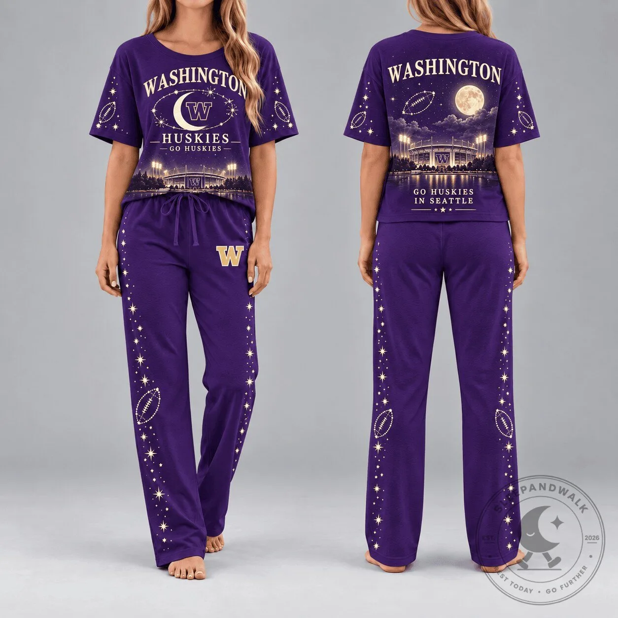 Washington Huskies Go Huskies In Seattle Football Stadium Pajamas Set