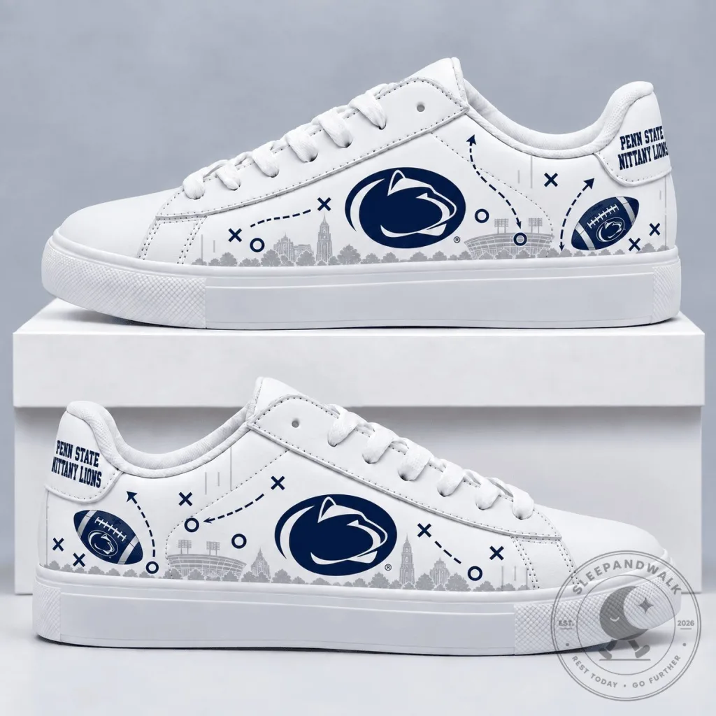 Penn State Nittany Lions NCAA White Low-Top Sneakers Penn State Nittany Lions NCAA White Low-Top Sneakers