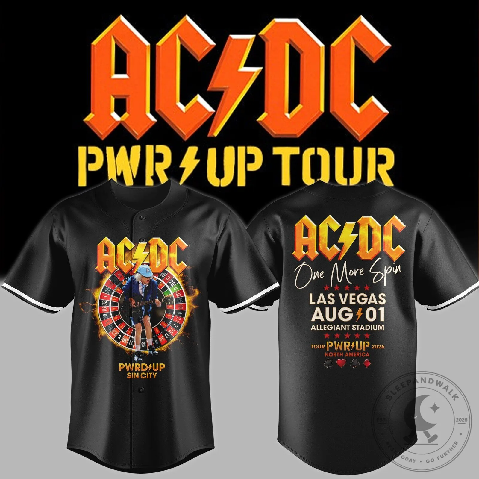 AC/DC Power Up Tour Las Vegas Allegiant Stadium Baseball Jersey