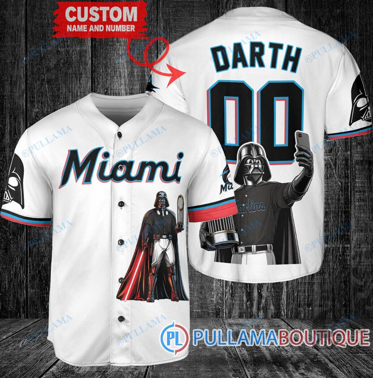 Miami Marlins Baseball Darth Vader Star Wars Custom Baseball Jersey