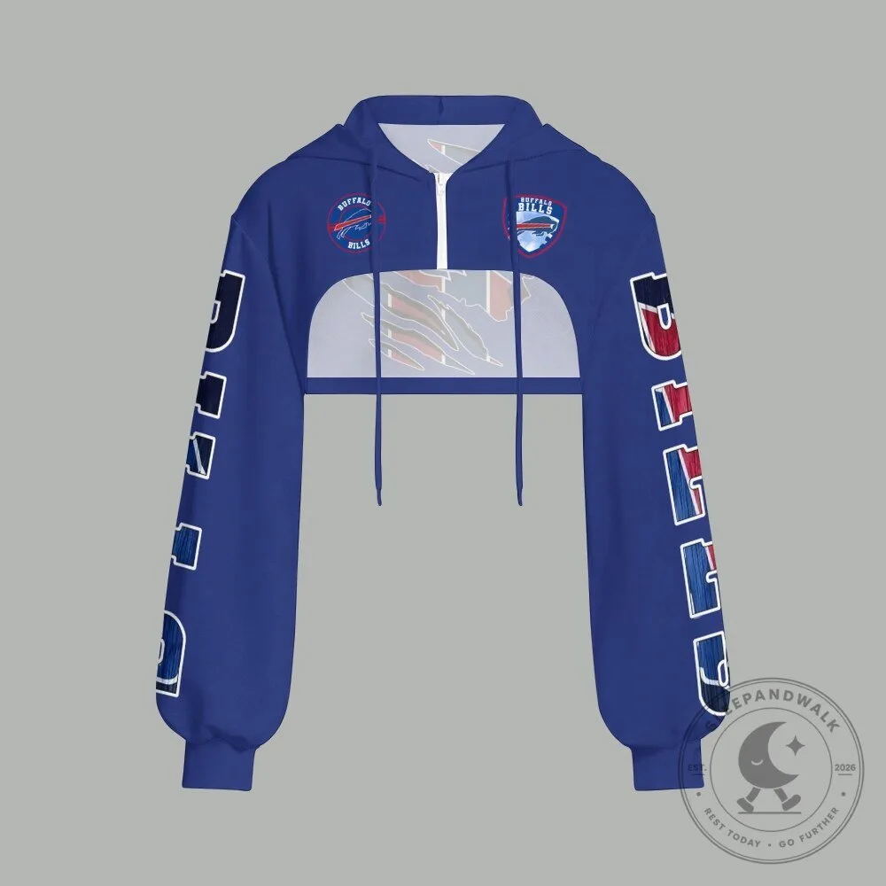 Buffalo Bills Cropped Zip-Up Hoodie for Women