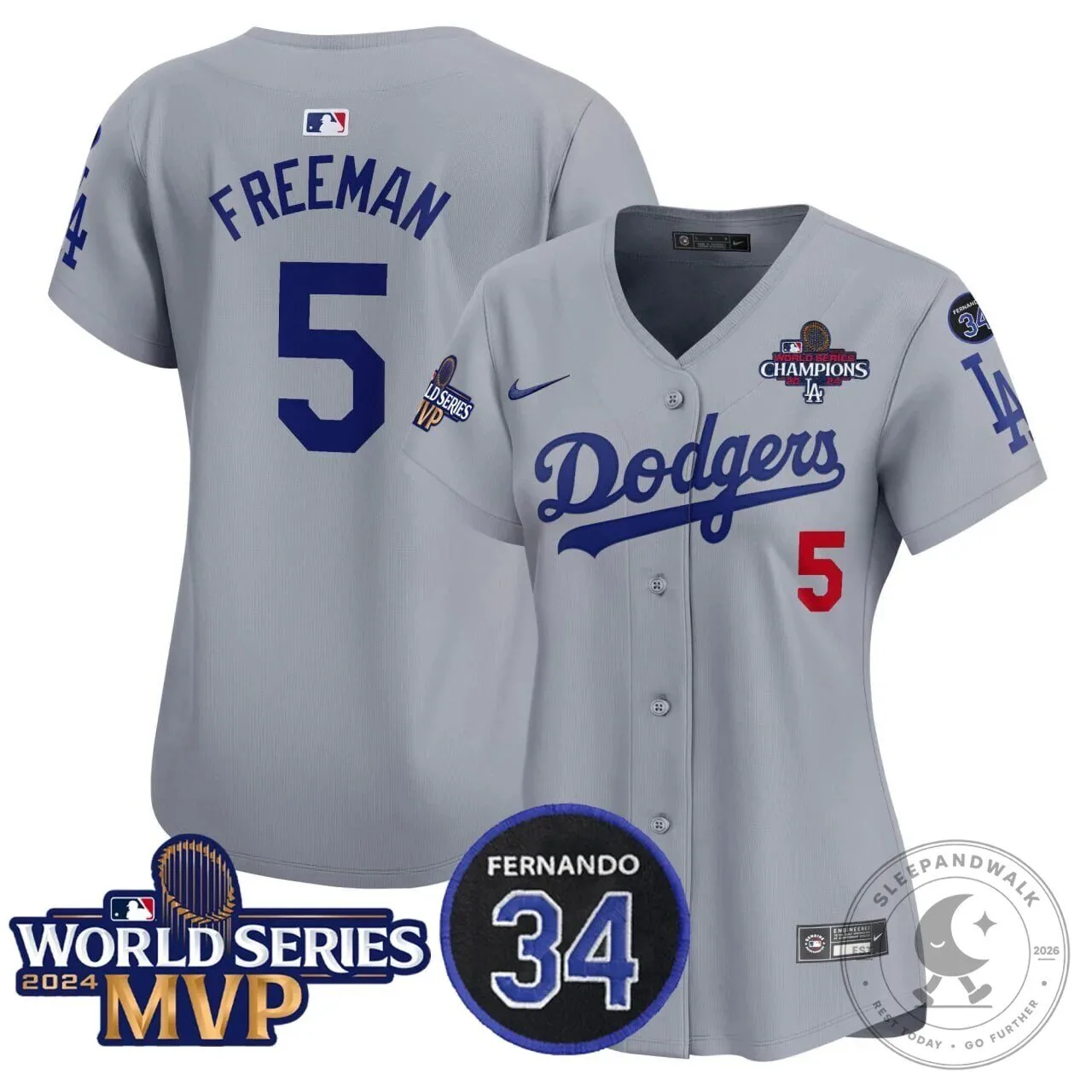 2024 World Series Champions Women's Baseball Jersey - Freddie Freeman, Los Angeles Dodgers