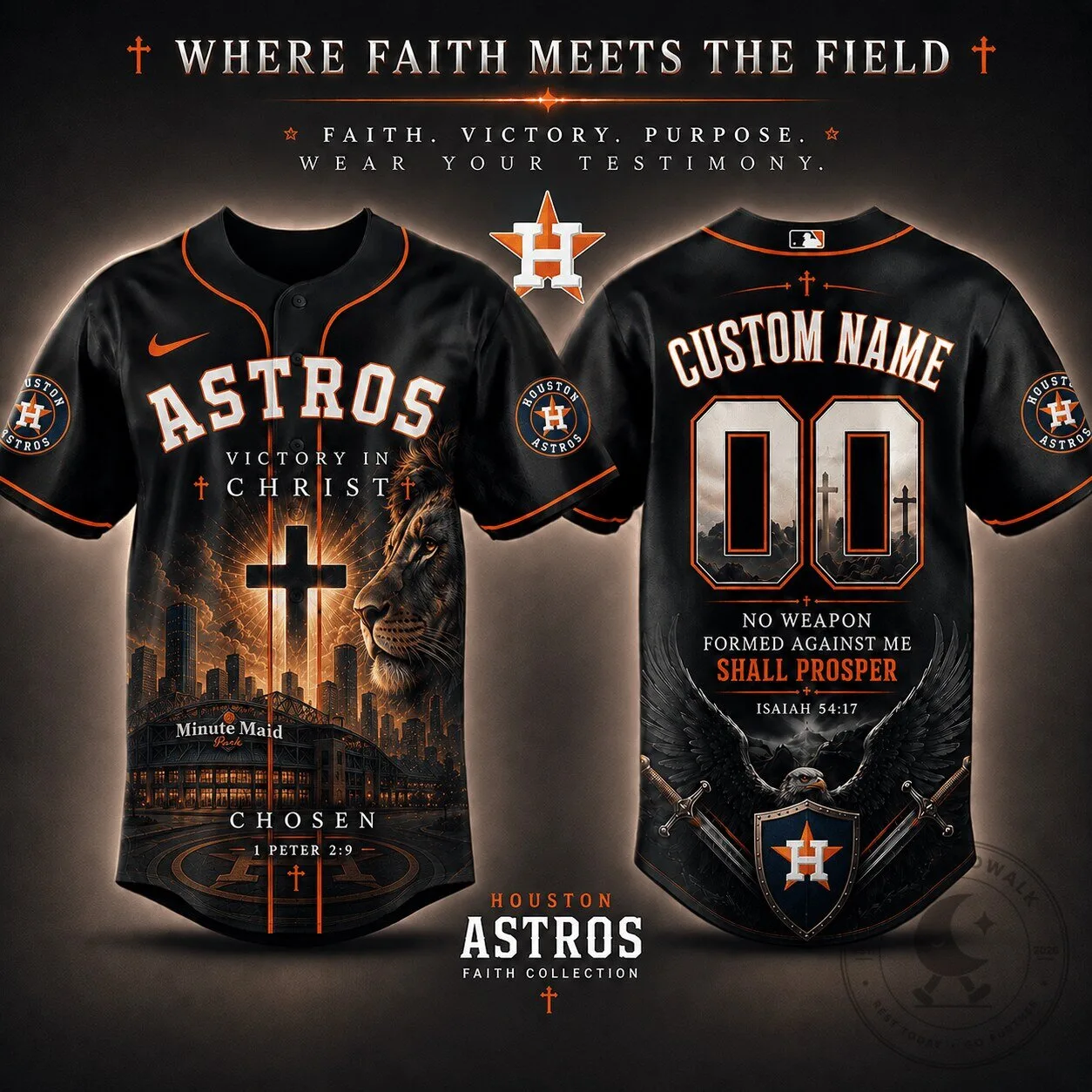 Houston Astros Baseball Jersey Faith Collection Personalized