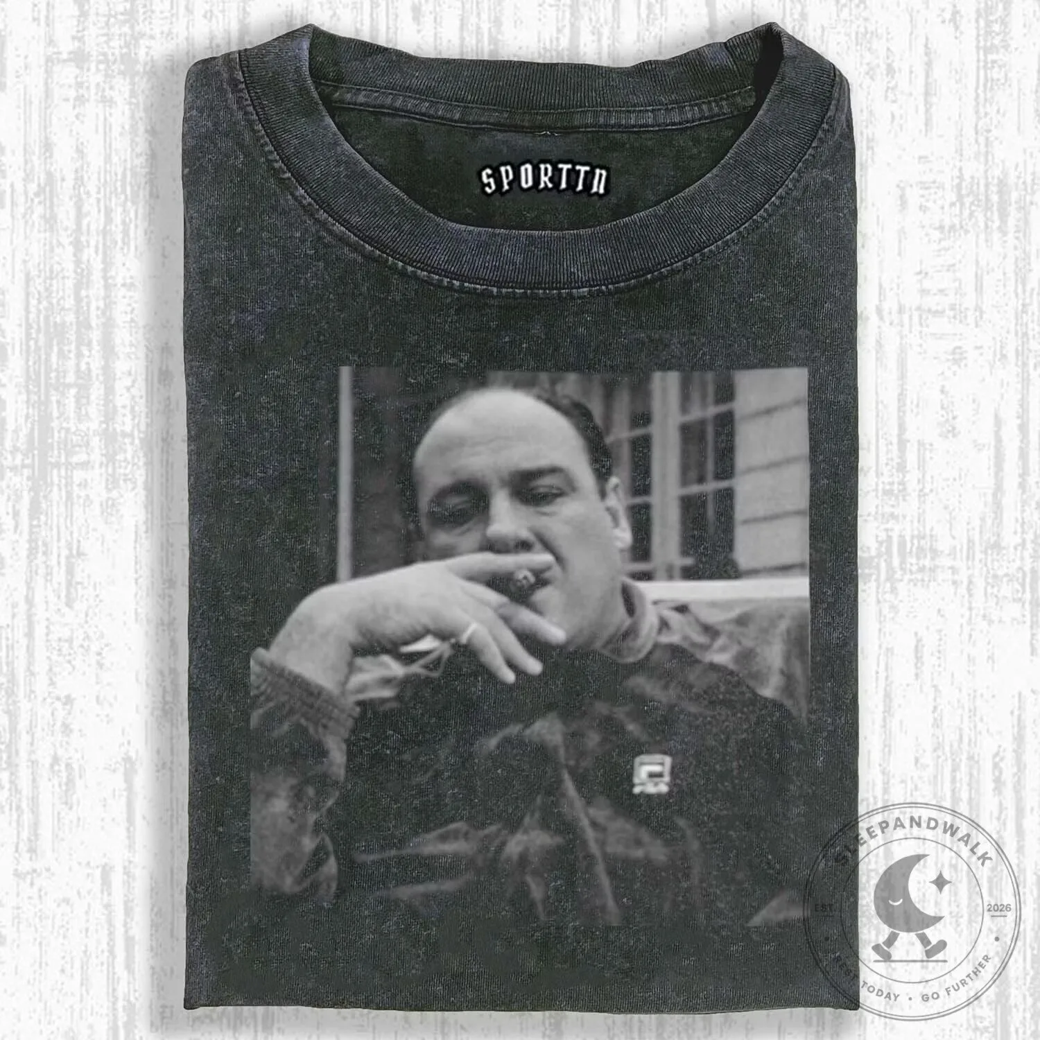 Sopranos Tony Smoking Cigar Retro Style Graphic T-Shirt