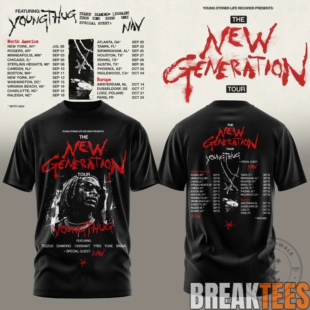2026 Concert Dates T-Shirt for Young Thug's The New Generation Tour