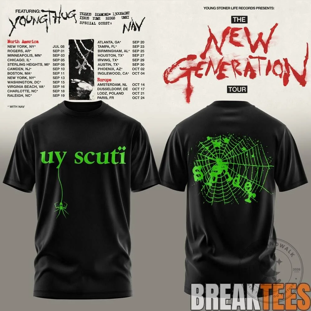 2026 Concert Dates T-Shirt for Young Thug's The New Generation Tour 14 2026 Concert Dates T-Shirt for Young Thug