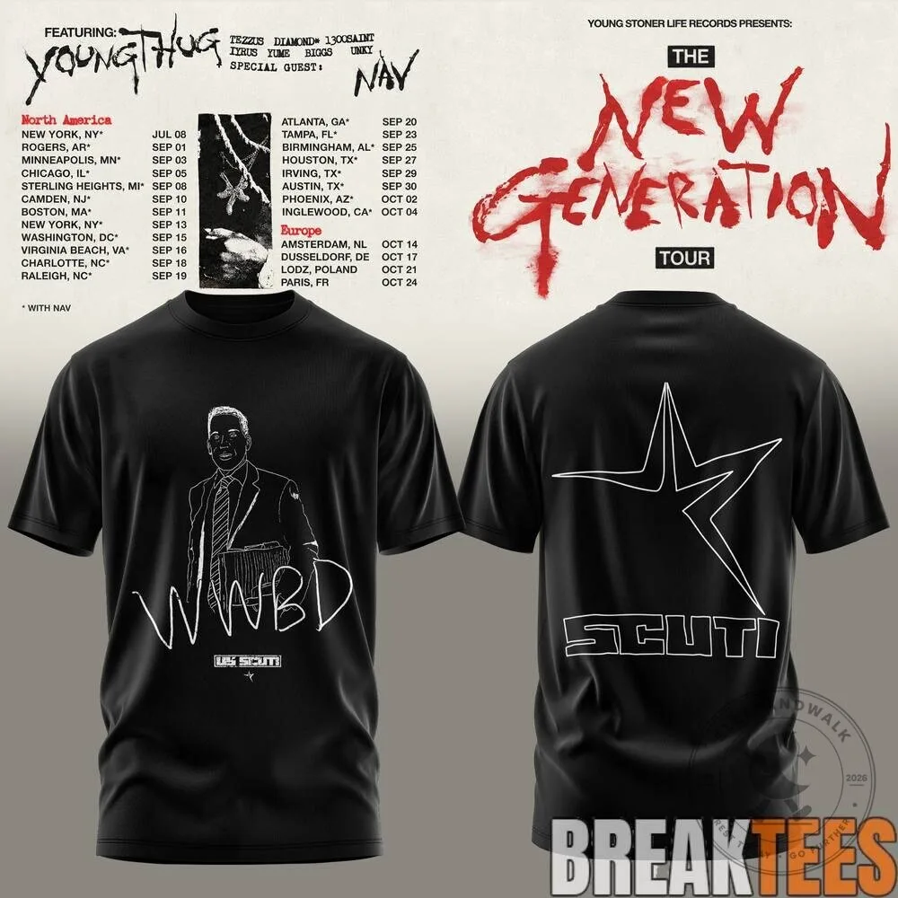 2026 Concert Dates T-Shirt for Young Thug's The New Generation Tour 15 2026 Concert Dates T-Shirt for Young Thug