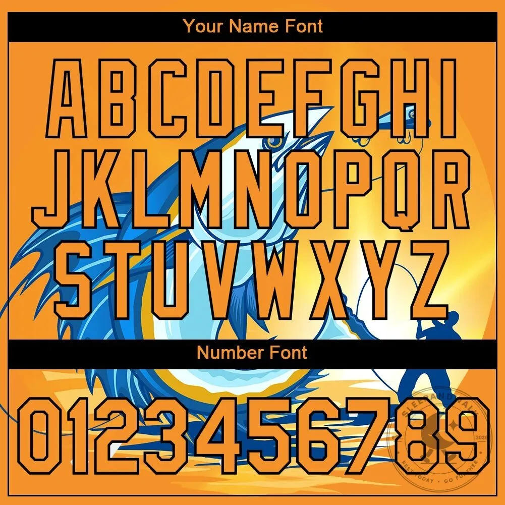Hook Em Fishing Orange Black Custom Name Number Performance T-Shirt 13 Hook Em Fishing Orange Black Custom Name Number Performance T-Shirt