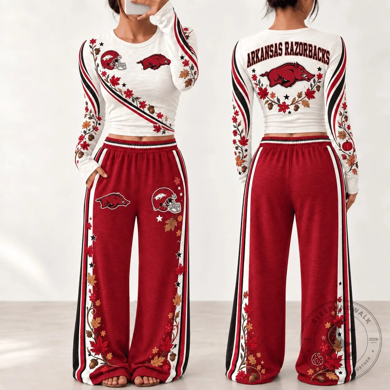 Arkansas Razorbacks Women's Fall Season Long Sleeve Shirt and Pants Set