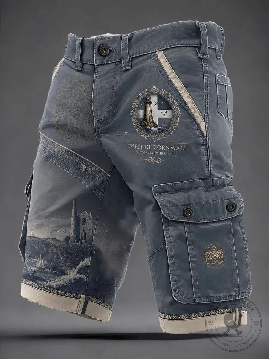 Spirit of Cornwall Celtic Coast Heritage Lighthouse Men's Cargo Shorts 1 Spirit of Cornwall Celtic Coast Heritage Lighthouse Men's Cargo Shorts
