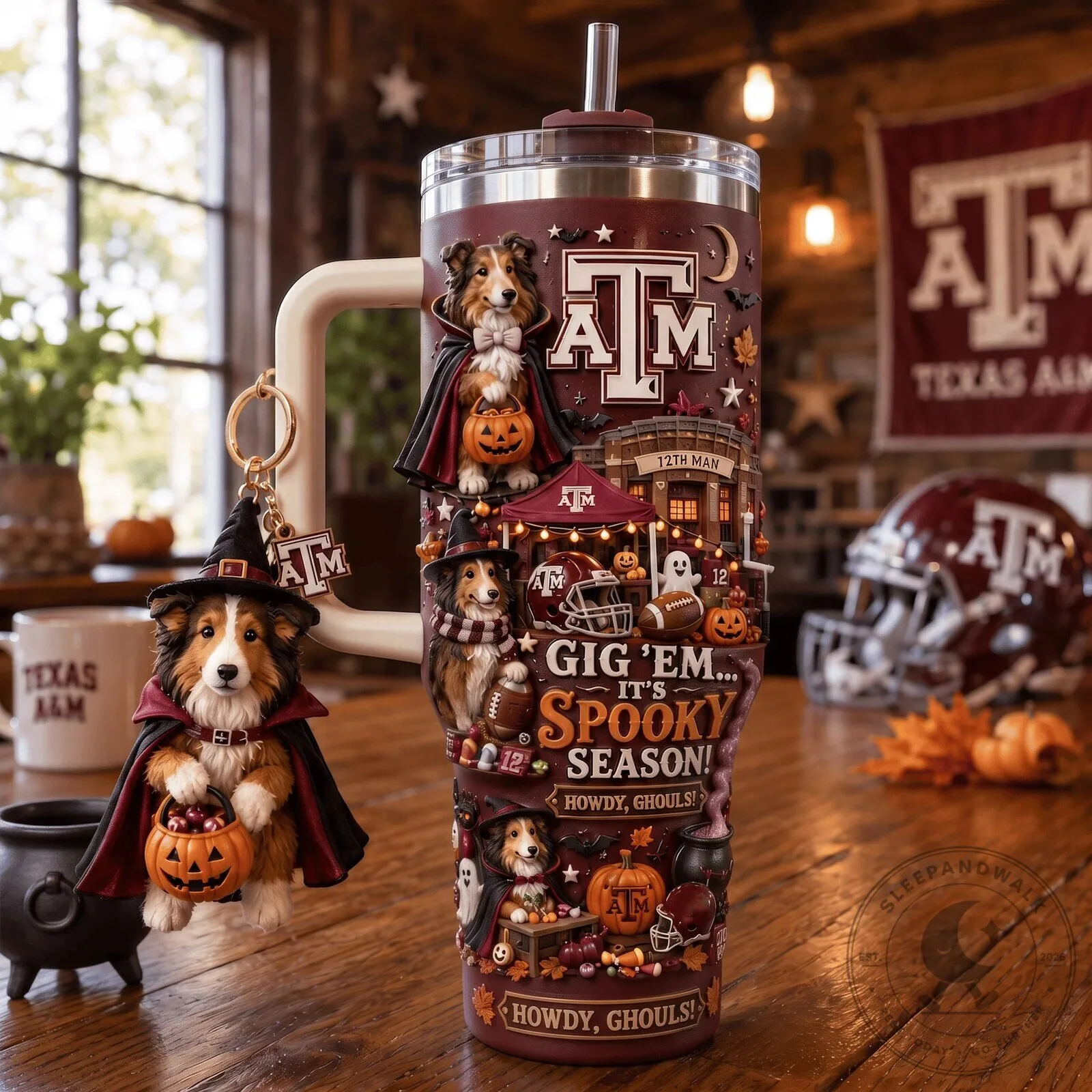 Texas A&M Aggies Halloween Spooky Season Howdy Ghouls 40oz Tumbler with Handle