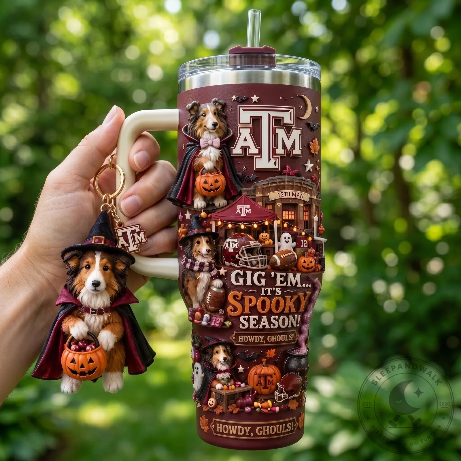 Texas A&M Aggies Halloween Spooky Season Howdy Ghouls 40oz Tumbler with Handle 8 Texas A&M Aggies Halloween Spooky Season Howdy Ghouls 40oz Tumbler with Handle