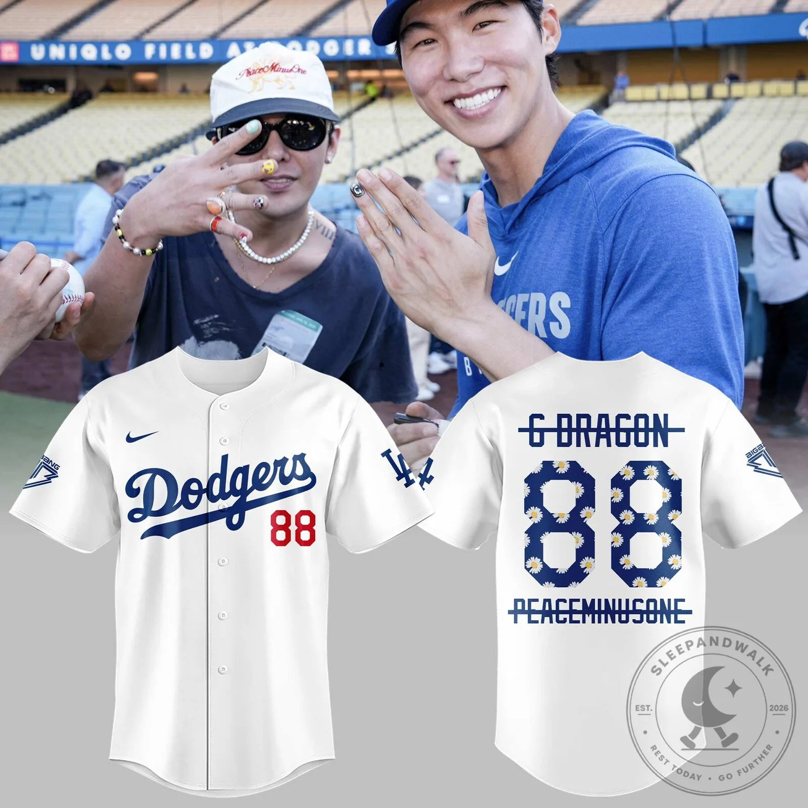 G-Dragon Peaceminusone Los Angeles Dodgers Baseball Jersey