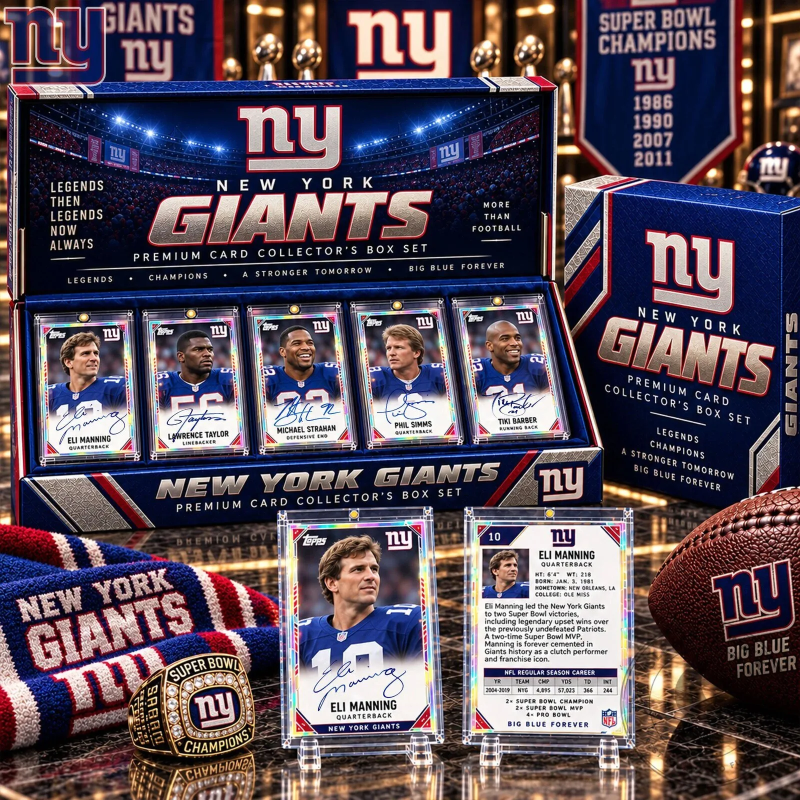 New York Giants Premium Card Collector's Box Set with Eli Manning Card