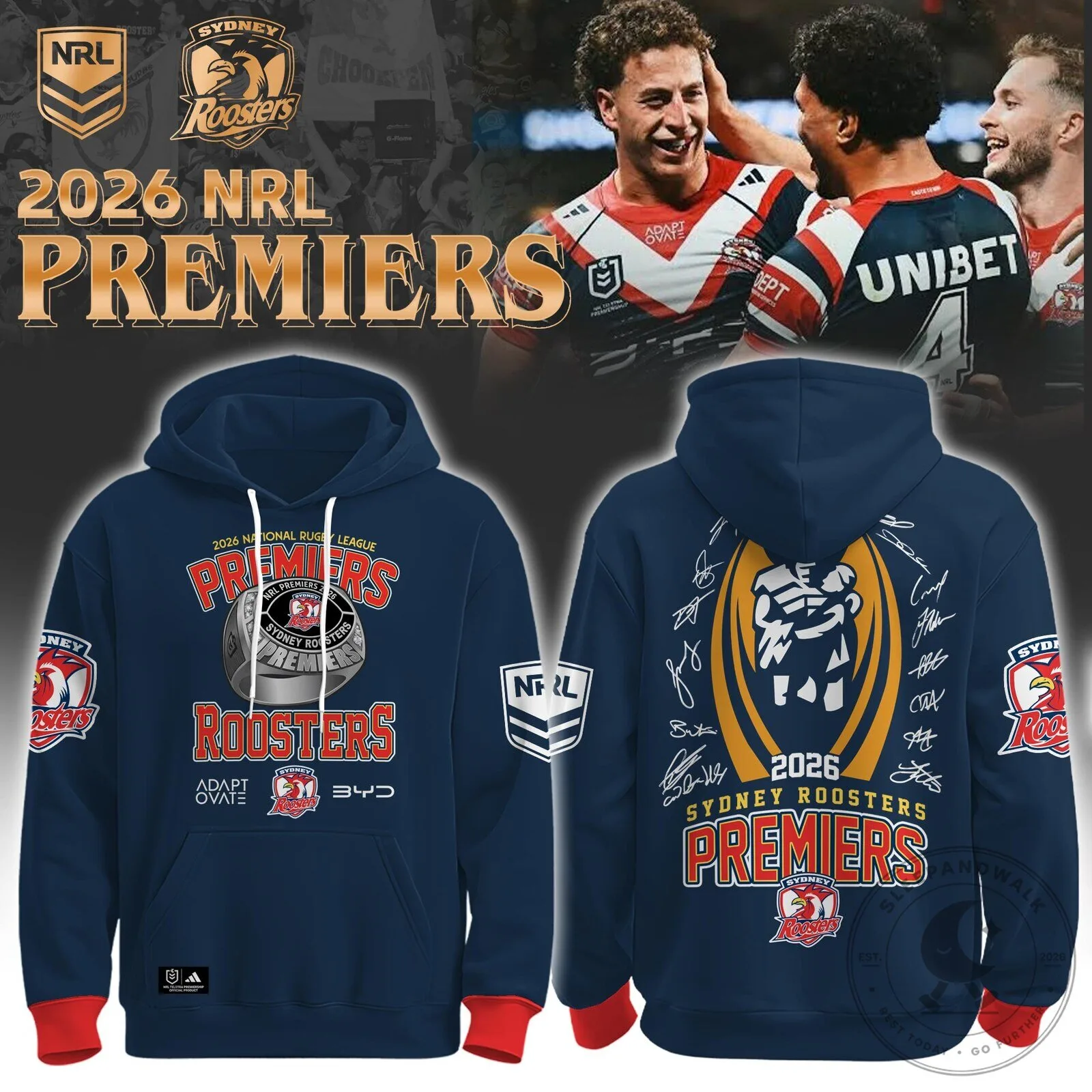 2026 National Rugby League Premiers Hoodie - Sydney Roosters Commemorative Edition