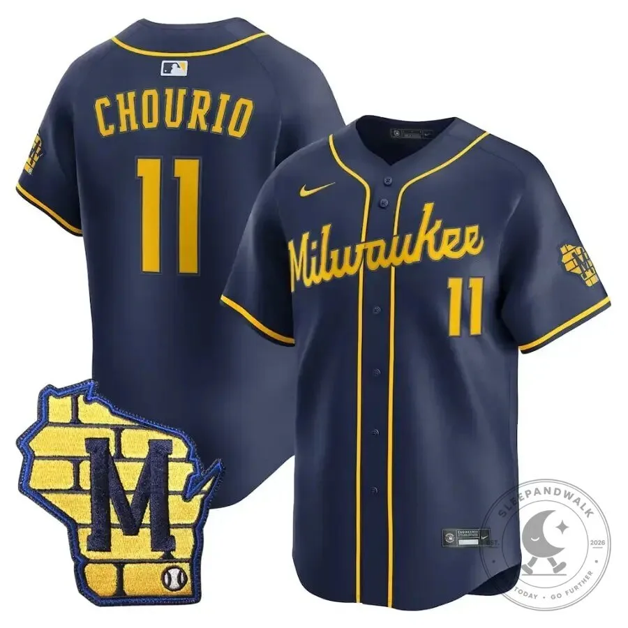 Jackson Chourio Milwaukee Brewers Navy Alternate Baseball Jersey